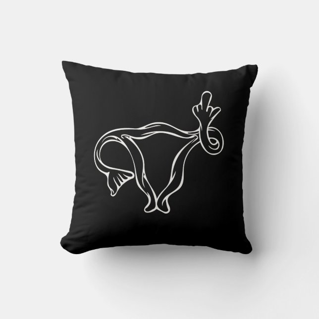 Cojín Decorativo Dedo medio Uterus Pro-elección (Anverso)