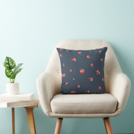 Cojín Decorativo Deep Navy Japanese Red Tulip Floral Pattern