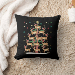Cojín Decorativo Deer Christmas Tree Funny Holiday Cute Reindee