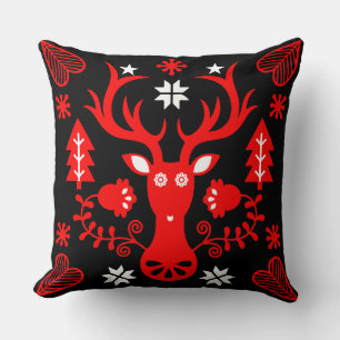Cojín Decorativo Deer de Navidades rojos escandinavos