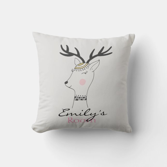 Cojín Decorativo Deer escandinavo caprichoso personalizado (Anverso)
