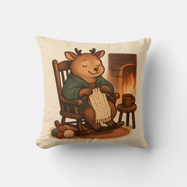 Cojín Decorativo Deer Knitting Scarf (Anverso)