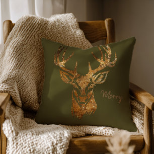 Cojín Decorativo Deer/ Merry/ Gold Purpurina/ Sage Green
