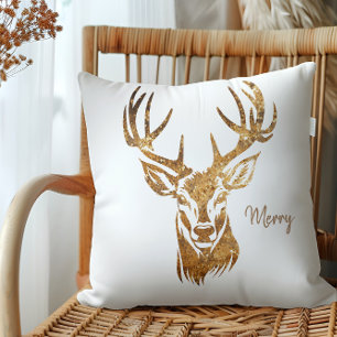 Cojín Decorativo Deer/ Merry/ Purpurina de oro/ Crema