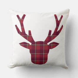 Cojín Decorativo Deer Plaid Dark Red Burgundy