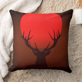 Cojín Decorativo Deer Silhouette with Fiery Red Sunset