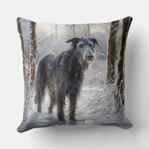 Cojín Decorativo Deerhound escocés deja que nieve Navidades