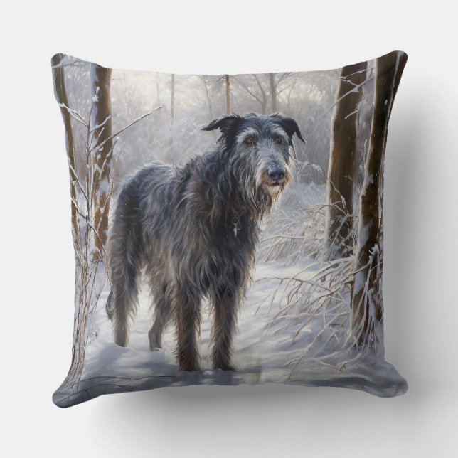 Cojín Decorativo Deerhound escocés deja que nieve Navidades (Reverso )
