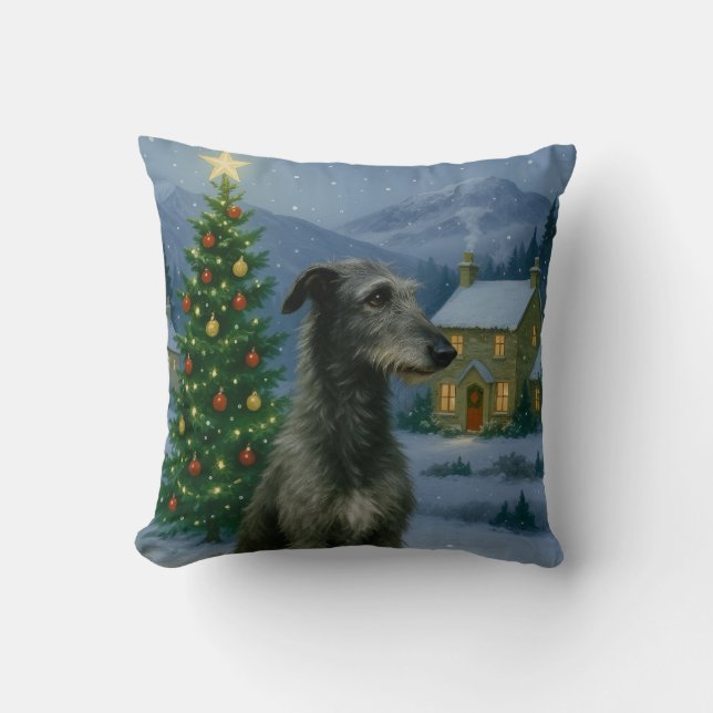 Cojín Decorativo Deerhound Holiday escocés (Anverso)