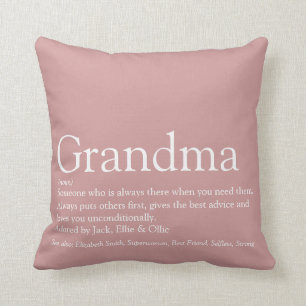 Cojín Decorativo Definición de Abuela Personalizada Rosa Polvo