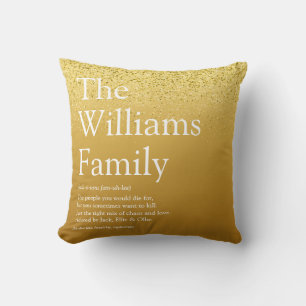 Cojín Decorativo Definición de Familia Dorado Glitter Glam Moderno 