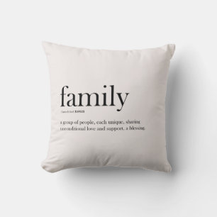 Cojín Decorativo Definición de familia, tipografía, moderno, trendy