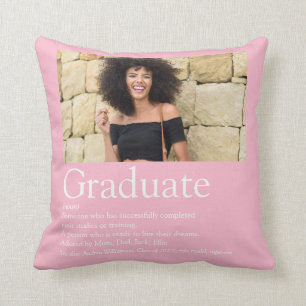 Cojín Decorativo Definición de graduada foto rosa femenina