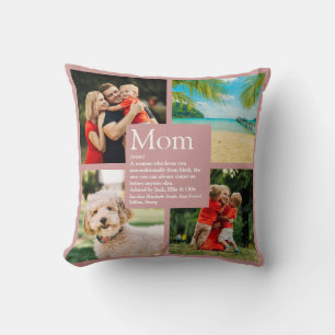 Cojín Decorativo Definición de Mamá Personalizada 4 Fotos Rosa Beig