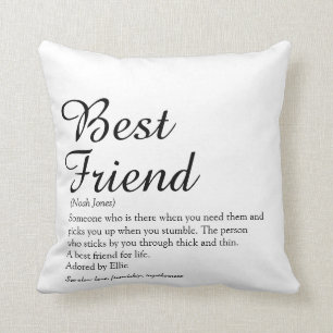 Cojín Decorativo Definición de mejor amigo BFF en negro y blanco
