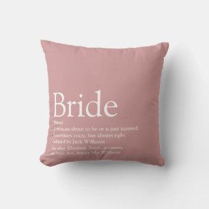 Cojín Decorativo Definición de Novia Ducha de Novia Rosa Polvo Rosa
