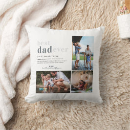 Cojín Decorativo Definición de Papá | 3 Fotos Personalizadas 