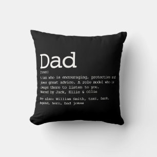 Cojín Decorativo Definición De Papá personalizado Negro Y Blanco