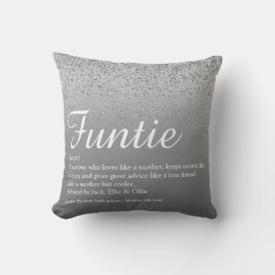 Cojín Decorativo Definición de Tía Funtie Brillo Plateado