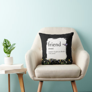 Cojín Decorativo Definición del diccionario para AMIGO con flores s