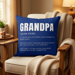 Cojín Decorativo Definición divertida y sincera de abuelo 