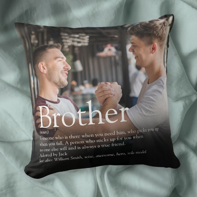 Cojín Decorativo Definición moderna de Guay Photo Best Brother (Modern Cool Photo Best Brother Ever Definition Throw Pillow)