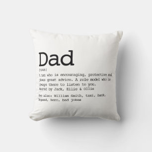 Cojín Decorativo Definición Personalizada De Papá Blanco Y Negro