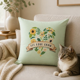 Cojín Decorativo Deja que el amor crezca | Corazón botánico