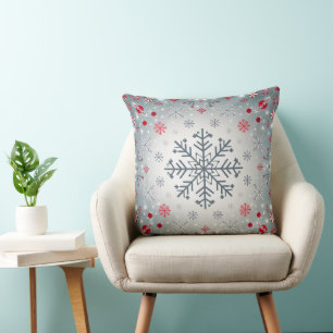 Cojín Decorativo Deja que nieve Patrón de copo de nieve Navidad gen