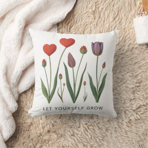 Cojín Decorativo Deja que tu corazón floral de tulipanes crezca Art