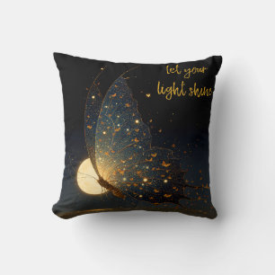 Cojín Decorativo Deja que tu luz brille – Mariposa mágica y luna
