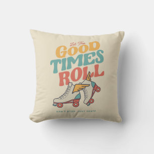 COJÍN DECORATIVO DEJAR QUE LOS BUENOS TIEMPOS ROLLEN EL SKATE RETRO