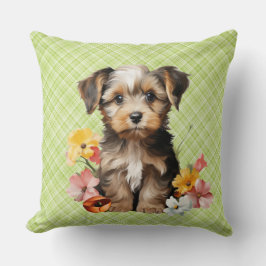 Cojín Decorativo Dekokissen mit süßem Hund & Blumen 🌸🐶