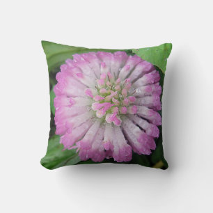 Cojín Decorativo Dekokissen rosa Kleeblüte mit Wassertropfen