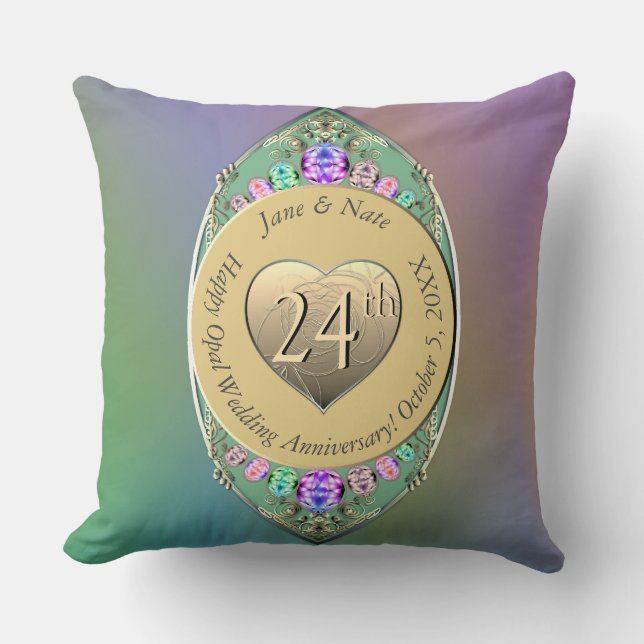 Cojín decorativo del 24° Aniversario del Boda Opal (Anverso)