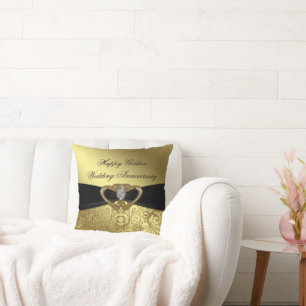 Cojín decorativo del Aniversario del Boda Dorado