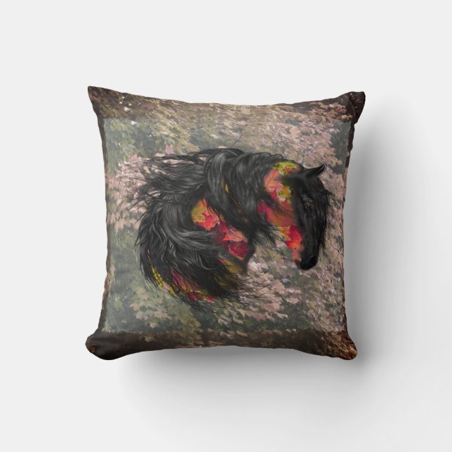 Cojín decorativo del caballo frisón otoño (Anverso)