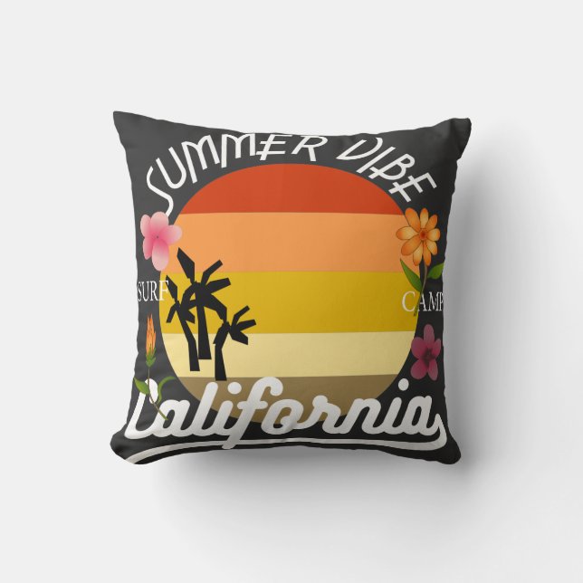 Cojín decorativo del Campamento de Surf Vibe de Ve (Anverso)