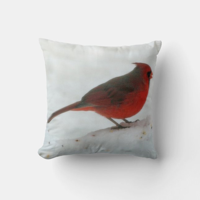 Cojín decorativo del cardenal del invierno (Anverso)