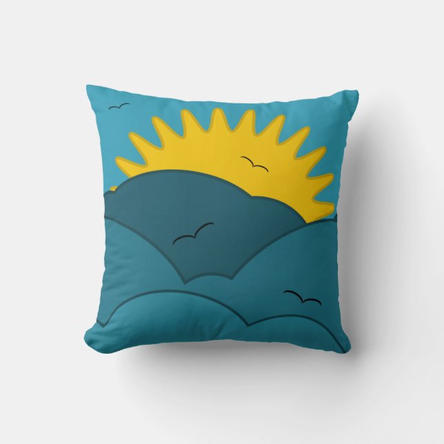 Cojín decorativo del cielo azul con Sun (Anverso)