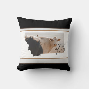 Cojín decorativo del cielo azul de la vaca blanca