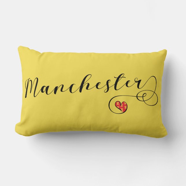 Cojín decorativo del Corazón de Manchester, Inglat (Anverso)