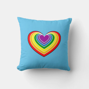 Cojín decorativo del corazón del amor del arcoiris