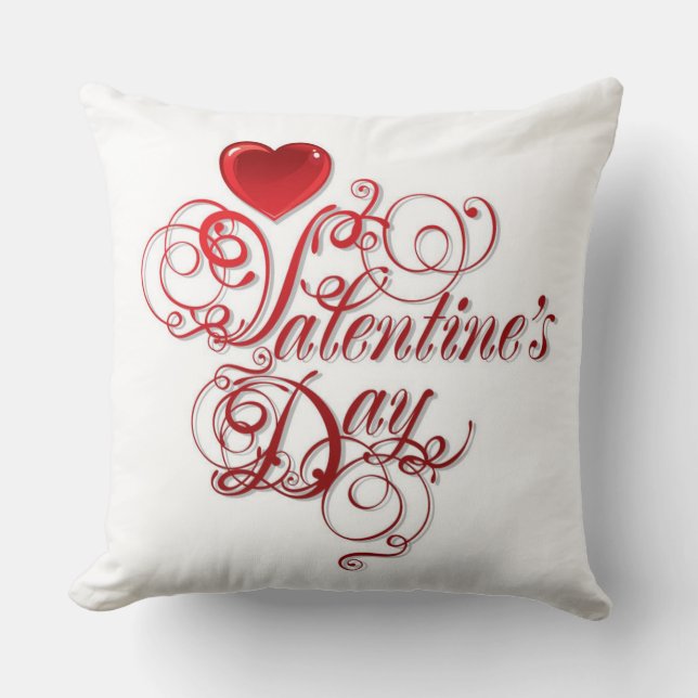 Cojín decorativo del corazón rojo de San Valentín (Anverso)