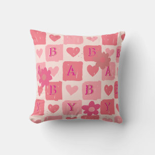 Cojín decorativo del corazón rosado del bebé