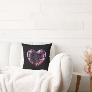 Cojín decorativo del corazón rosado Gótico filigrí