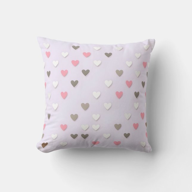 Cojín decorativo del corazón rosado y pekinés (Anverso)