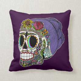 Cojín decorativo del cráneo del azúcar de Catrina