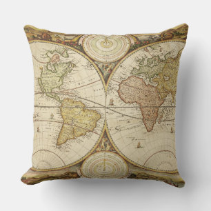 Cojín decorativo del diseño del mapa del vintage