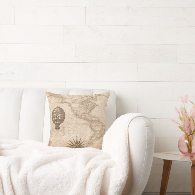Cojín decorativo del Mapa del Mundo Viejo (Sofá)